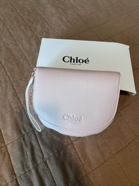 Chloé Light Blush Pebbled Leather Wristlet Clutch